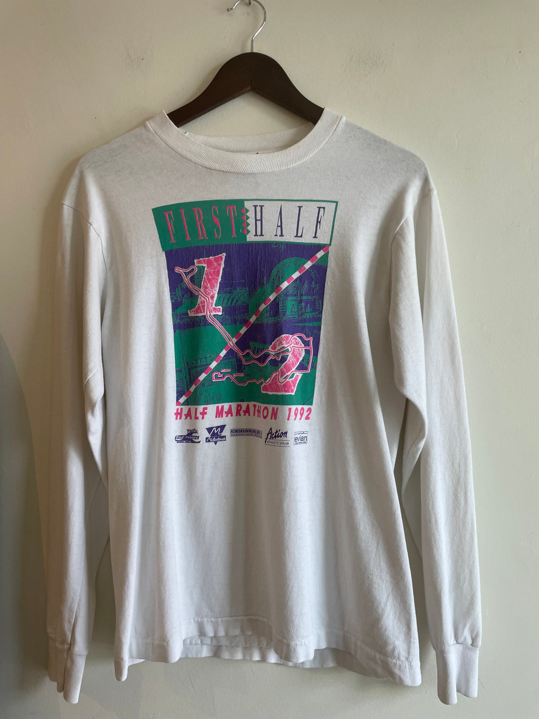 Vintage 90s White Half Marathon Long Sleeve Shirt